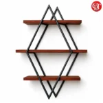 Iron Wall Shelf Rhombus Shape (Metal +Wood)
